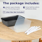 Cat Litter Box Pee Shields (4 Pcs) | Litter Box Cover 15 * 11.5in | Cat Pee Shields & Privacy Screen - Splash Guard for Open Top Litter Pan - Litter Box Not Included