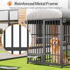 HOOBRO Outdoor Dog Kennel with Cover, 6.6 x 3.9 x 5.9 ft Dog Kennel Outside with Waterproof Roof and Rotating Feeding Bowls, Heavy-Duty Large Cage Enclosure, for Medium & Large Dogs, Black BK212GW03