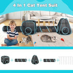 9.45FT Outdoor Cat Enclosures Portable Cat Playhouse, Pop Up Cats Tent with 33.86x 11.81IN Double Kitty Tunnels DIY in Multiple Ways, Cats Playpen Play Tents for Rabbits and Small Animals