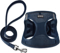Dog Harness with Leash Set, No Pull Adjustable Reflective Step-in Puppy Pet Vest Harnesses for Small Medium Large Dogs and Cats,Navy Blue XL