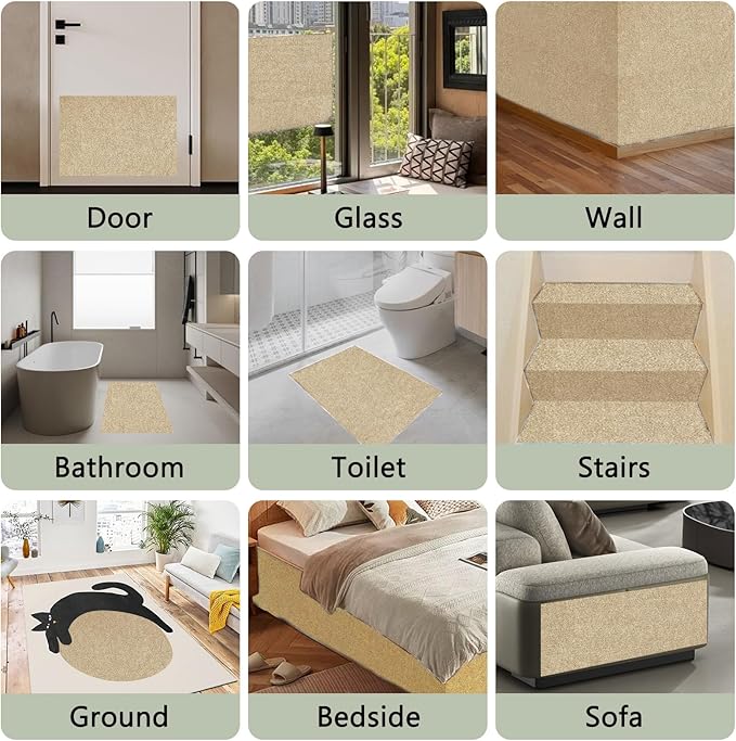 1Pack Total 39.3"x15.8" Cat Scratch Mat for Cat Couch Furniture and Wall Protector | Trimmable Self-Adhesive Carpet Climb Cat Scratcher for Covering Cat Tower and Replacement Pads (Khaki)