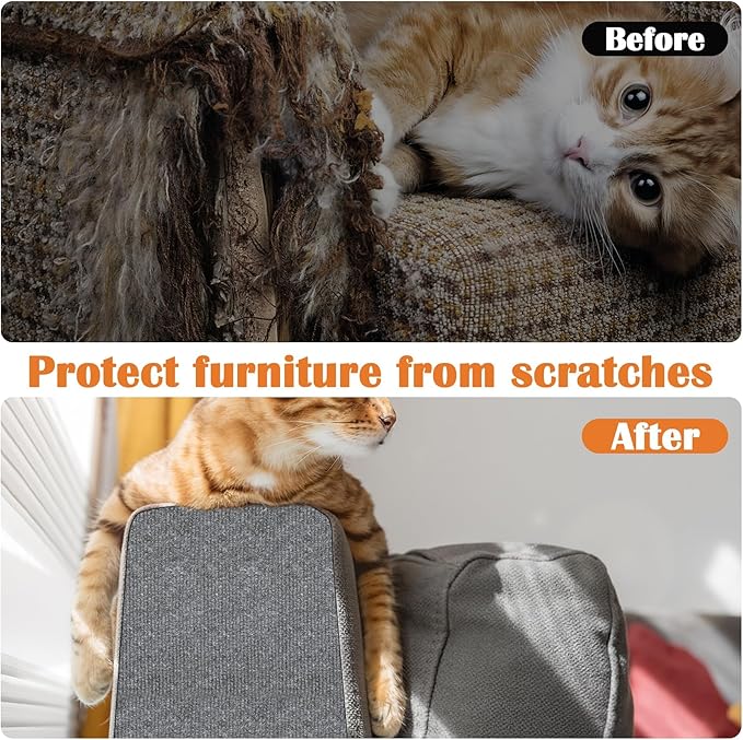 Cat Scratch Furniture Protector - 158" x 17" Trimmable Self-Adhesive Cats Claws Scratch Pads, DIY Cat Climbing Couch Protector for Scratch Post Cat Tree Replacement Indoor (Light Gray)