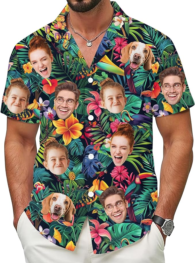 Custom Hawaiian Shirt with Face for Men Women Youth Kid, Personalized Hawaiian Shirts with Face Logo Photo Picture