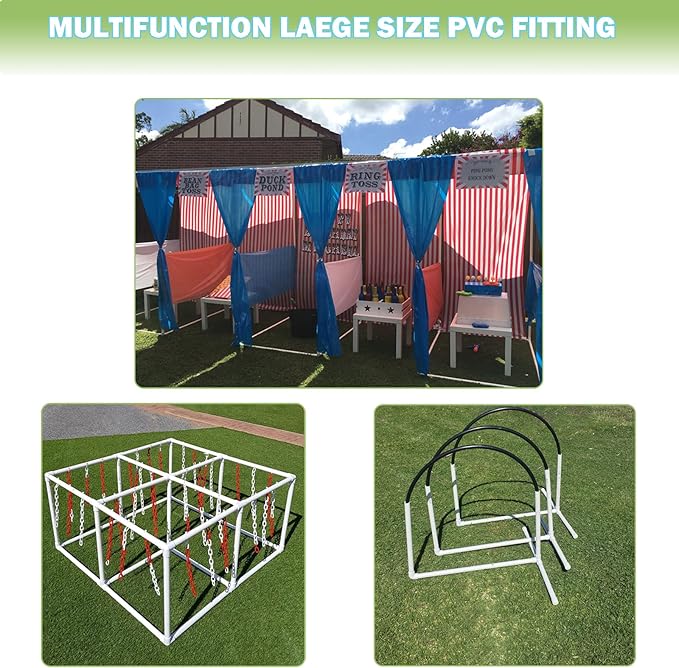6Pack PVC Fittings 1-1/2Inch 3 Way, Furniture Grade Elbow Pipe Fittings for 1-1/2Inch PVC Pipe, Pipe Fitting Connector for Build Furniture Structures Garden Enclosures Dog Agility Jumps Greenhouse