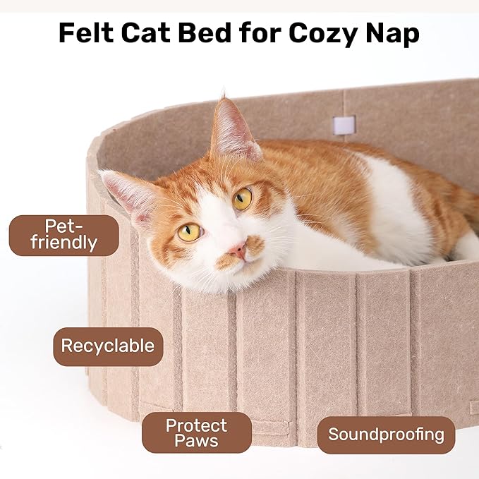 FUKUMARU Cat Scratcher, 24 Inch Sofa Shape Cat Scratching Bed, Reversible Detachable Cats Scratching Board, Round Cats Scratch Pads Refill Indoor, Beige
