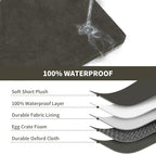 Plush Dog Bed for Medium Dogs, Waterproof Dog Crate Mat Orthopedic Egg Crate Foam Pet Bed with Washable Removable Oxford Cover, Coffee