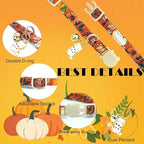 Elegant little tail Halloween Cat Collar-2 Pack Pumpkin Print Fall Cotton Breakaway Cat Collars with Bell Pendant Kitten Boy Girl Safety Adjustable Collar for Small Cats Puppy