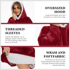 Wearable Blanket Hoodie with Giant Pocket, Soft Warm Sherpa Fleece Oversized Blanket Sweatshirt Gifts for Women Men