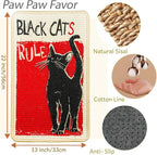 SOLDAY Sisal Cat Scratcher Mat for Floor Wall Carpet Couch Furniture, 22x13 inch Anti Scratch Furniture Protector, Cat Scratching Posts Board with Velcro Tape(Black Cat Rules)