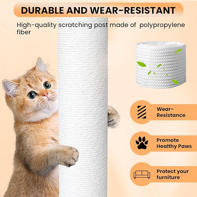 46” Indoor and Outdoor Cat Tree Tower, Cat House for Outdoor Cats, Weatherproof Cat Condo with Scratching Posts