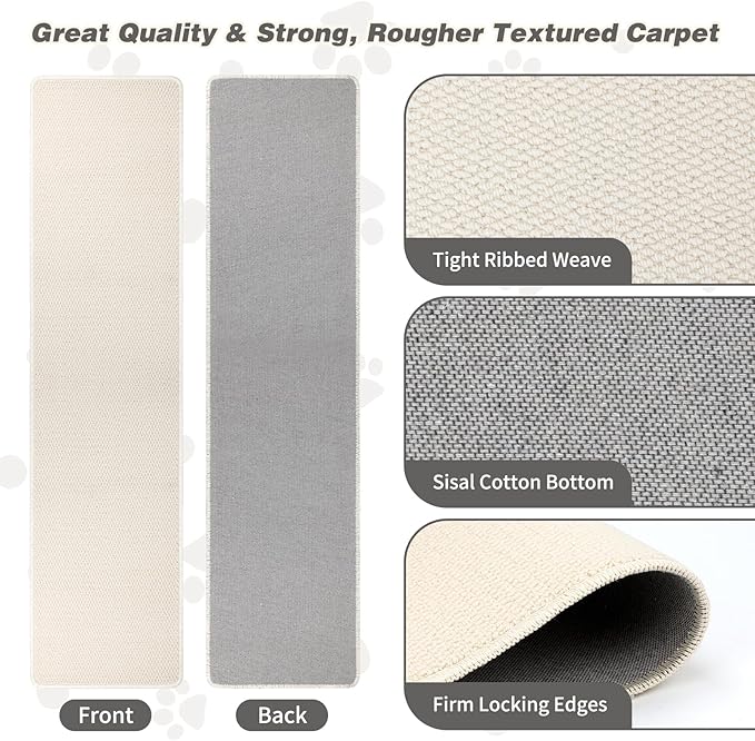 FHTONGE 71x15.8 Thickened Cat Wall Climbing Carpet with 16 Fixed Nails, Extra Large Tall Cat Scratch Pad for Wall, Wall Mounted Climbing Cat Scratcher for Furniture Couch Sofa Protector(MilkyWhite)