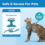 Voyager Escape-Proof Step-in Lock Cat Harness & 5ft Neoprene-Handle Leash Set All-Weather Mesh with Reflective Stitching for Small to Large Cats by Best Pet Supplies, Turquoise (327), XS