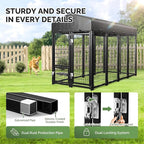 Sino Luban Outdoor Dog Kennel Outside Run with Doggy Door, Swivel Feeder&Roof - 8x4x6FT Large Dog Kennels Pens Outside for Large Dogs Breed- Heavy Duty Cage Yard (Can Connect to Your Dog House)