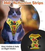 Halypet Cat Harness and Leash Set for Walking, Escape Proof Adjustable Vest Harness with 3-in-1 Integrated Buckles, Easy Control Soft Breathable Mesh with Reflective Strips for Cats, XS, Bright Yellow