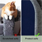 Cat Scratch Couch Furniture Protector, Adhesive Cat Scratch Pad Deterrent for Furniture, DIY Climbing Cat Scratcher Couch Protector from Cat Claws Scratching for Indoor (Navy,78.7x15.8In)