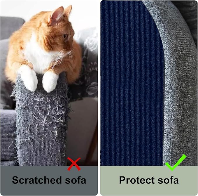 Cat Scratch Couch Furniture Protector, Adhesive Cat Scratch Pad Deterrent for Furniture, DIY Climbing Cat Scratcher Couch Protector from Cat Claws Scratching for Indoor (Navy,78.7x15.8In)