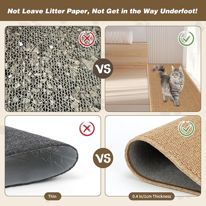 FHTONGE 71x15.8 Thickened Cat Wall Climbing Carpet with 16 Fixed Nails, Extra Large Tall Cat Scratch Pad for Wall, Wall Mounted Climbing Cat Scratcher for Furniture Couch Sofa Protector(Camel)