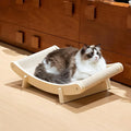 PETKARAY Inclined Sisal Cat Scratcher Bed, Curved Wooden Cat Hammock Chair, Large Scratch Pad for Indoor Cats, Cozy Cat Furniture Lounge, 24x14.5x8 inches