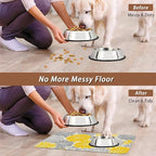 Dahlia Dog Cat Food Mat,Gray Yellow Flower Absorbent Pet Feeding Mat with Rubber Backing,Non-Slip Water Bowl Placemat,Indoor Pet Accessories Supplies 12"x20"