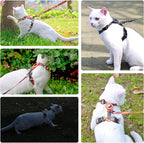 SCENEREAL Cat Harness and Leash Set Escape Proof with Airtag Holder, Adjustable Kitten Big Cats Vest Harness for Walking Outdoor Indoor, Spring Summer Holiday Strip for Cats Boys Girls