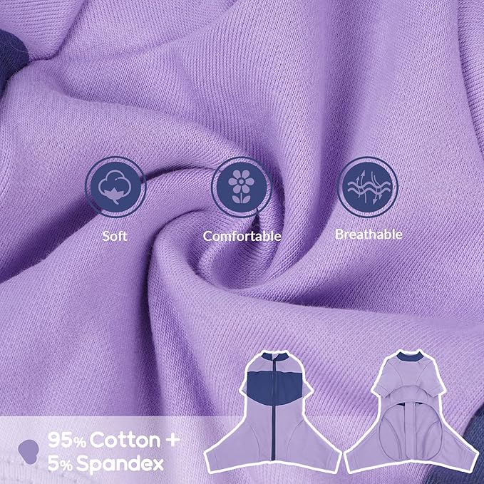 QBLEEV Cat Clothes, Soft Cat Sweaters for Cats Only, Kitten Surgery Recovery Suit Onesie Pajamas, Four Legs Cats Shirts Apparel Clothing for Hair Loss Prevention, Purple, XL
