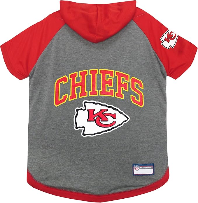 Pets First KCC-4044-XS NFL Kansas City Chiefs Hoodie for Dogs & Cats. | NFL Football Licensed Dog Hoody Tee Shirt, X-Small| Sports Hoody T-Shirt for Pets | Licensed Sporty Dog Shirt.