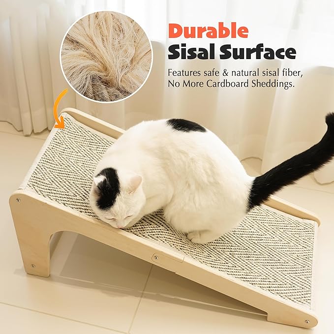 PETKARAY Sisal Cat Scratcher Ramp, L Shaped Scratching Post and Scratch Pad for Indoor Cats, Wall Furniture Protector(Chevron)