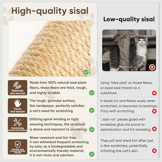 XiaZ Cat Scratching Post 34 Inches Tall, Cat Tower Scratcher Extra Wide 15.8" Stable Base with 2 Interactive Toy Balls, Premium Natural Sisal & Plush Fabric for Any Size Cats (Dark Gray, 4.5in)