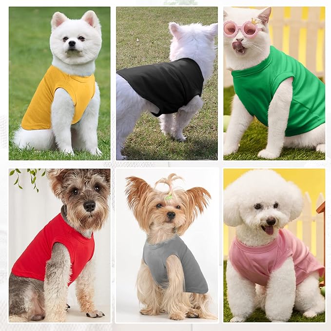 Custom Dog T-Shirts with Name for Pet Dogs, Breathable Personalized Print or Embroidered Name Clothes Summer Clothing for Pet Puppy Cats Kitten(L, 8 Colors T-Shirts)