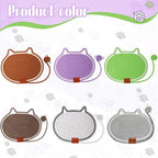 2 PC Cat Scratcher Mat - Natural Cotton Rope Oval Horizontal Scratch Pad (11''x13.7'') with Dangling Ball Toy, Cat Ear Design, Furniture Protector for Floor/Wall, Durable Handmade (Green, 2 PC)