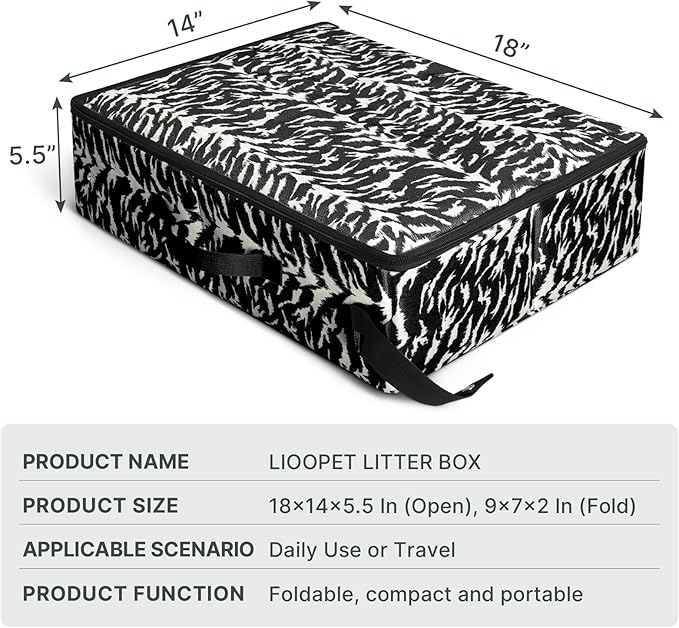 Portable Litter Box for Cats Kitten Foldable Travel Litter Box with Lid, Leak-Proof No Smell Easy to Carry, Clean and Store Easy for Car Travel, Hotle Stays and Road Trip 18x14x5.5 Inches