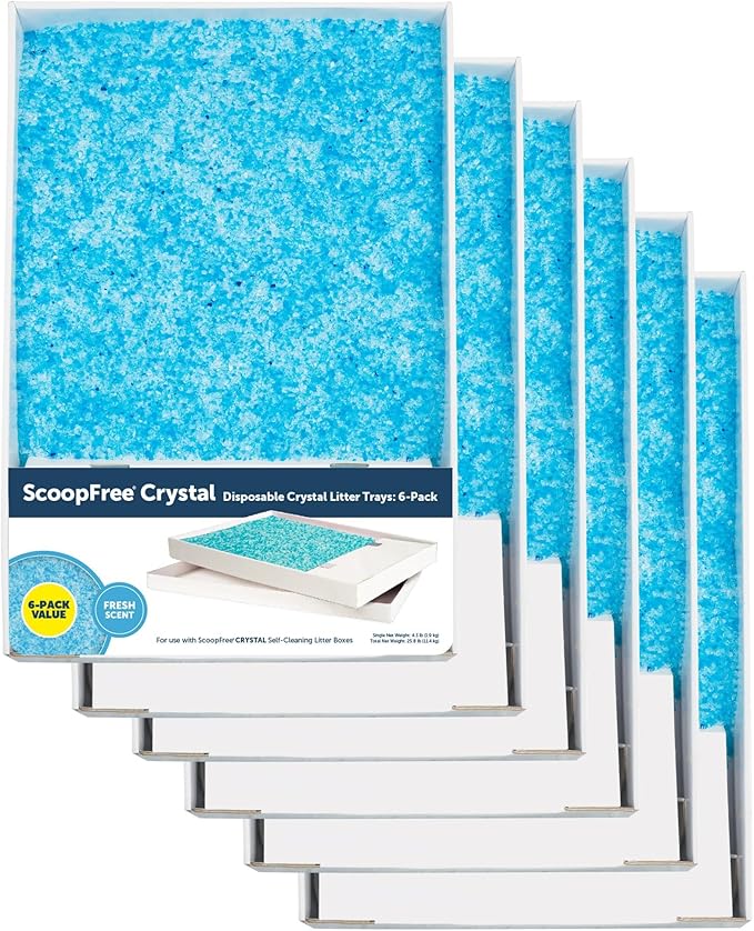 PetSafe ScoopFree Disposable Crystal Cat Litter Tray - Easy Cleaning Box - Refill Tray for Automatic Litter Box - Fresh Scent - 4.3 lb Bags - 6 Pack