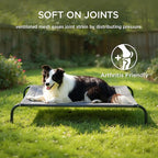 Bedsure Outdoor Elevated XL Dog Bed, Portable Indoor & Outdoor Cooling Raised Cot Pet Hammock Bed with Skid-Resistant Feet, Frame with Breathable Mesh, Black, 54 inches