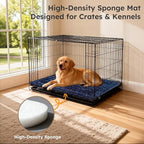 Dog Bed Mat, Dual-Sided Dog Crate Bed Mat - Ultra Soft & Machine Washable Kennel Pad for Large Dogs, All-Season Comfort Pet Bed for Crates, Travel, and Home, Dark Blue 35 x 23 Inch