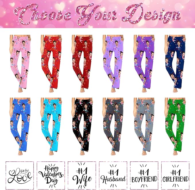 Artsadd Personalized Christmas Pajama Pants Socks for Men Custom Photo Pajama Bottoms for Men S-XXL