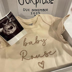 COUPLEHOODIES Personalized Baby Onesie Bodysuit – Custom Embroidery Gift for Pregnancy Reveal Baby Shower or First Grandchild