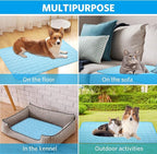 Mannice Dog Cooling Mat, Pet Cooling Mat for Dogs Cooling Blanket for Dogs Dog Cooling Pad for Kennels, Crates, Cars, Indoor & Outdoor Ice Silk Cooling Mat for Extra Large Dogs (Blue, L(28 * 22"))