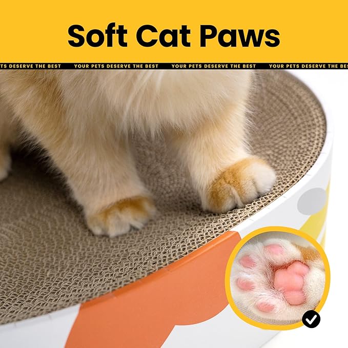 Cat Scratcher Cardboard,2 in 1 Oval Cat Scratch Pad Bowl for Indoor Kitty Grinding Claw,Round Kittens Scratching Board Corrugated Lounge Pet Beds&Furniture Protector for Couch&Carpets&Sofas