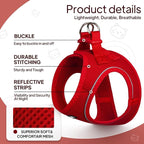 TwoEar Cat Harness Escape Proof, Soft Dog Vest Harness Adjustable, Breathable Mesh Step-in Puppy Walking Jacket Reflective Easy Control for Extral Small Pets for Outdoor Walking(XXXS, Red)