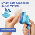 American Kennel Club-Self-Cleaning Slicker Brush for Dogs & Cats |Pet Grooming Brush |Removes Loose Hair, Mats & Tangles | Gentle Deshedding Tool for All Coat Types | Skin Friendly & Easy-Clean Design