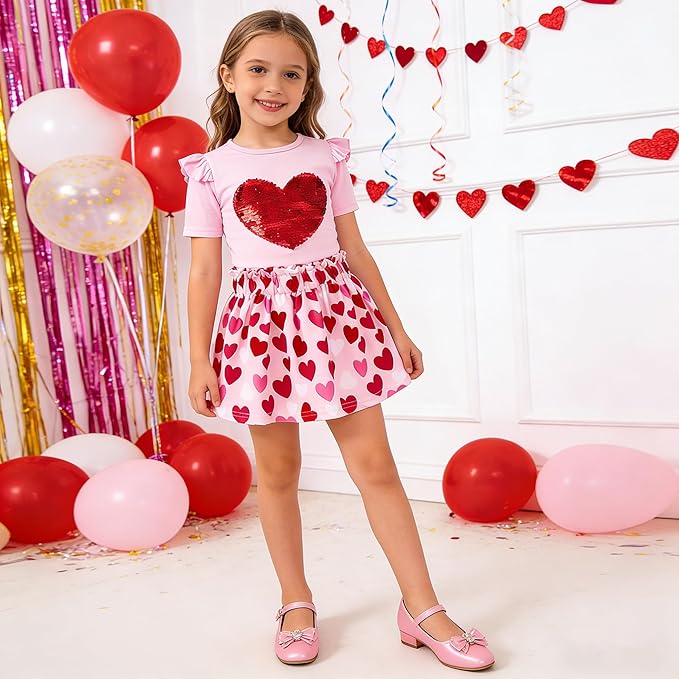Akyzic Little Girl Skirt Outfit Two Piece Spring Summer Outfit Butterfly Dress Cat Print Skirt Toddler Girl Outfit Set
