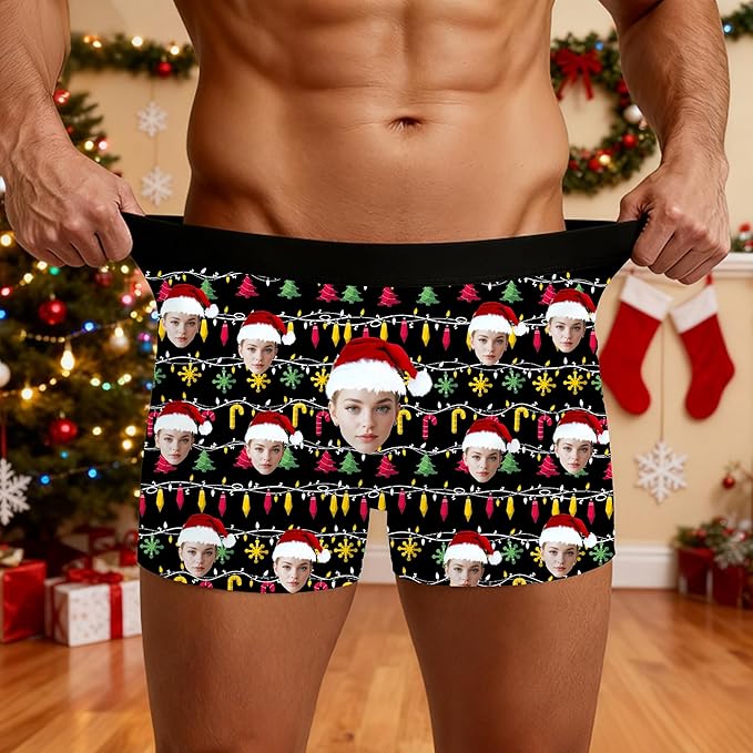 M YESCUSTOM Custom Faces Funny Short Briefs Gift for Husband Underwear