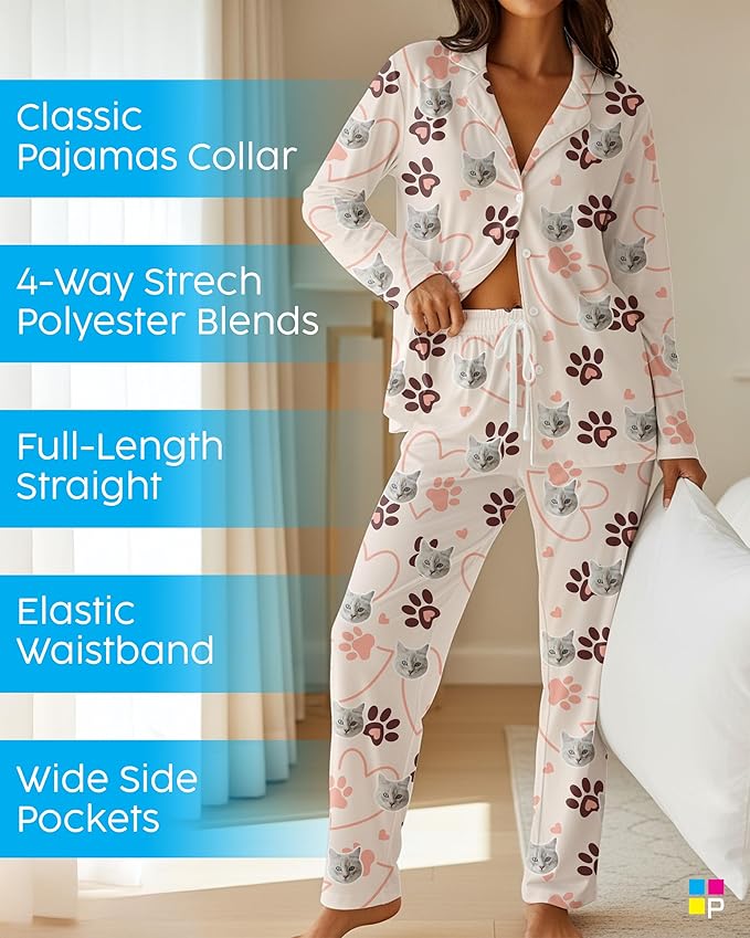 Printualist Personalized Pajamas with Faces – Custom Photo Pajama Sets for Men Women Family Pet Matching Couple Pjs Xmas Gift