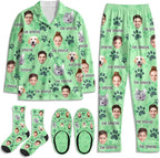 Artsadd Custom Pajamas for Women Men Family, Personalized Face Pjs Pajama Pants, Funny Pet Photo Loungewear Sleepwear Jammies