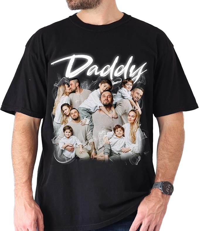 Custom Dad Shirt Personalized Picture T-Shirt for Men for New Dad Daddy Gift for Grandpa