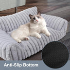 Cute Dog Cat Couch for Medium Large Dogs,Fluffy Pet Sofa Dog Couch Bed with Premium Soft Corduroy Fleece,Cute Washable Dog Bed Medium Large Size Dog,Supportive Cat Sofa Pet Bed(36x27x10,Grey)