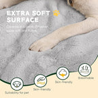 Dog Crate Pad Washable, Plush 42 x 28 Inch Anti-Slip Kennel Mat for Medium & Large Dogs, Fits Wire or Metal Crates, Travel, Home & Training Use, Dark Grey