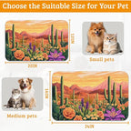 Pet Feeding Mat,Cactus Absorbent Dog Cat Food Mat Desert Dog Mat with Rubber Backing,Non-Slip Water Bowl Placemat,Pet Supplies 12" x 20"