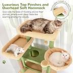 Globlazer XXL Cactus Giant Cat Tree, 83 Inch Heavy Duty Cactus Tall Cat Tower for Indoor Cats Large Adult, Multi-Level Large Cat Condo with 8 Scratching Posts, Hammock, 2 Platform, F83B, Green
