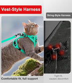 Cat Harness and Leash for Walking Escape Proof Soft Adjustable Cat Leash Breathable Comfortable Vest Easy to Wear Kitten Harness for Outdoor Travel Emerald S